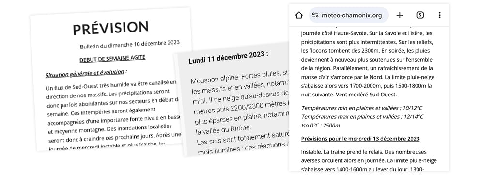 Prévisions météo la semaine du 10 décembre 2023 - Météo Chamonix.com